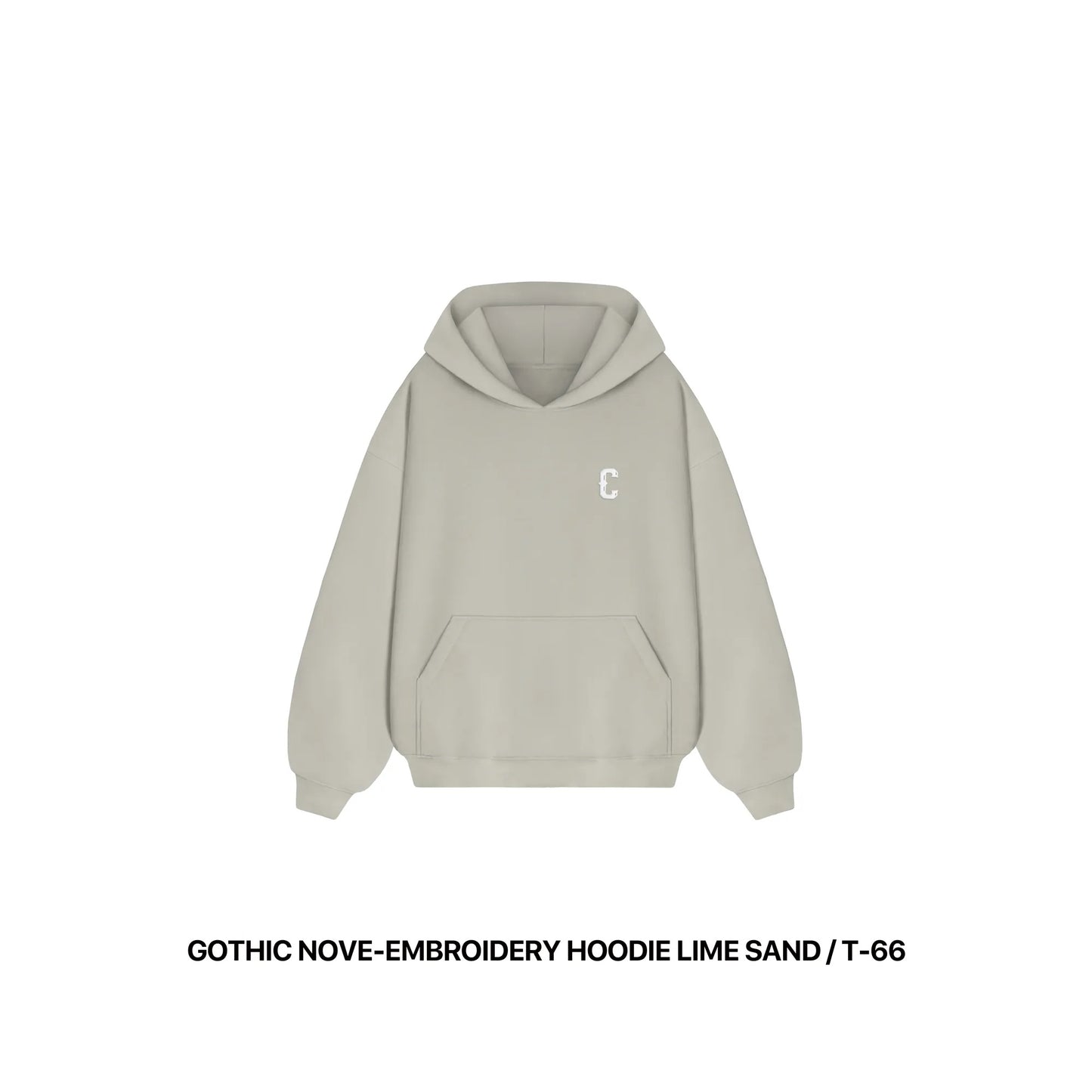 GOTHIC NOVE-EMBROIDERY HOODIE LIME SAND / T-66
