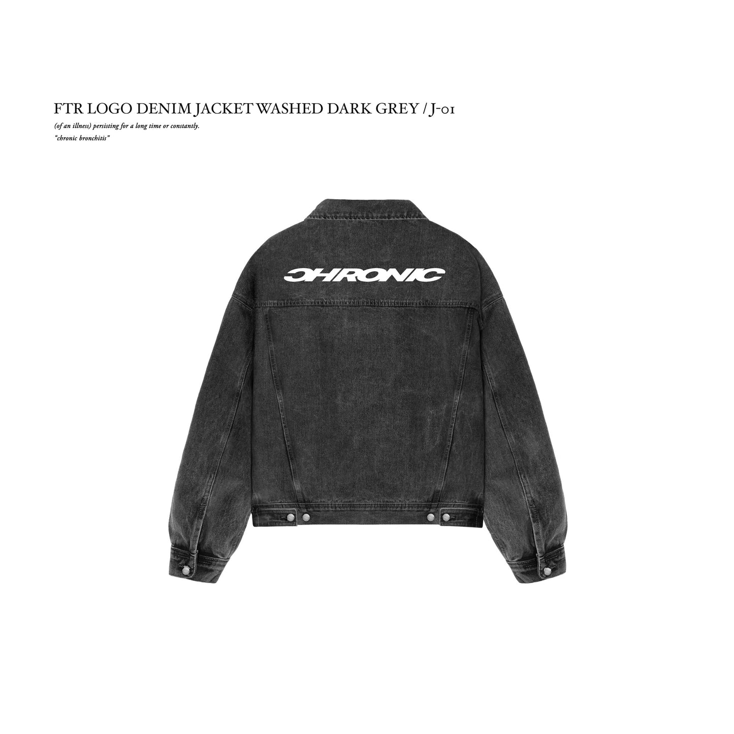 FTR LOGO DENIM JACKET WASHED DARK GREY / J-01