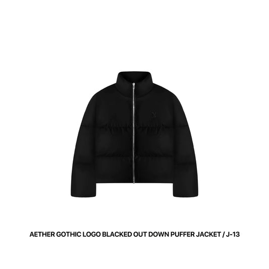 AETHER GOTHIC LOGO BLACKED OUT DOWN PUFFER JACKET / J-13