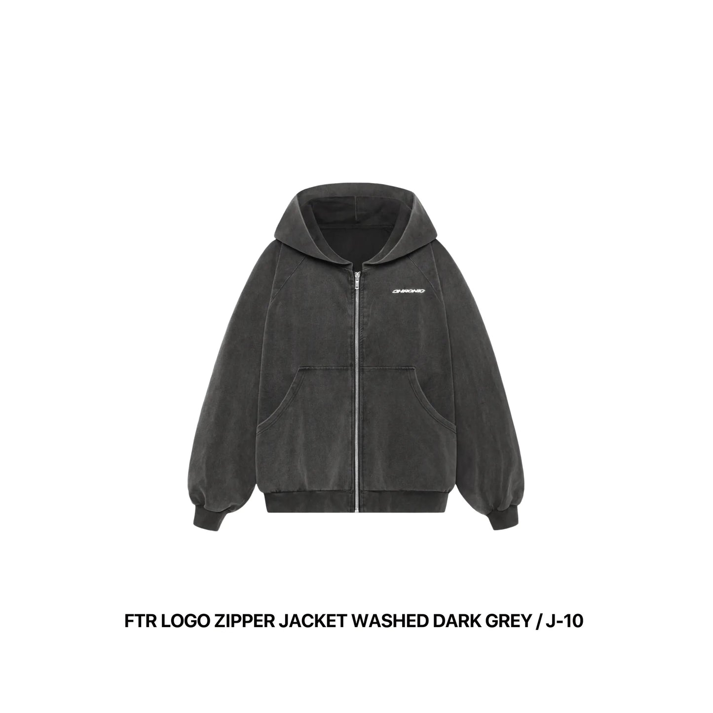 FTR LOGO ZIPPER JACKET WASHED DARK GREY / J-10