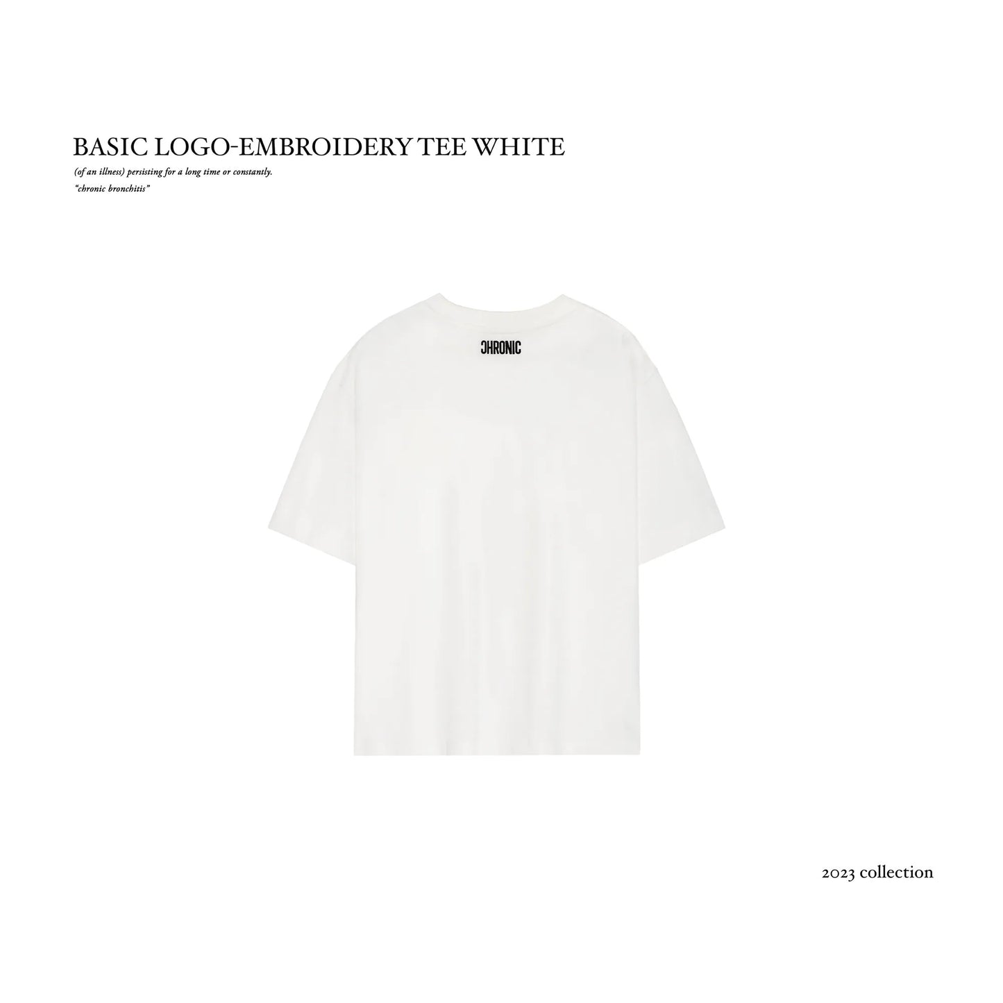 BASIC LOGO-EMBROIDERY TEE WHITE / T-34