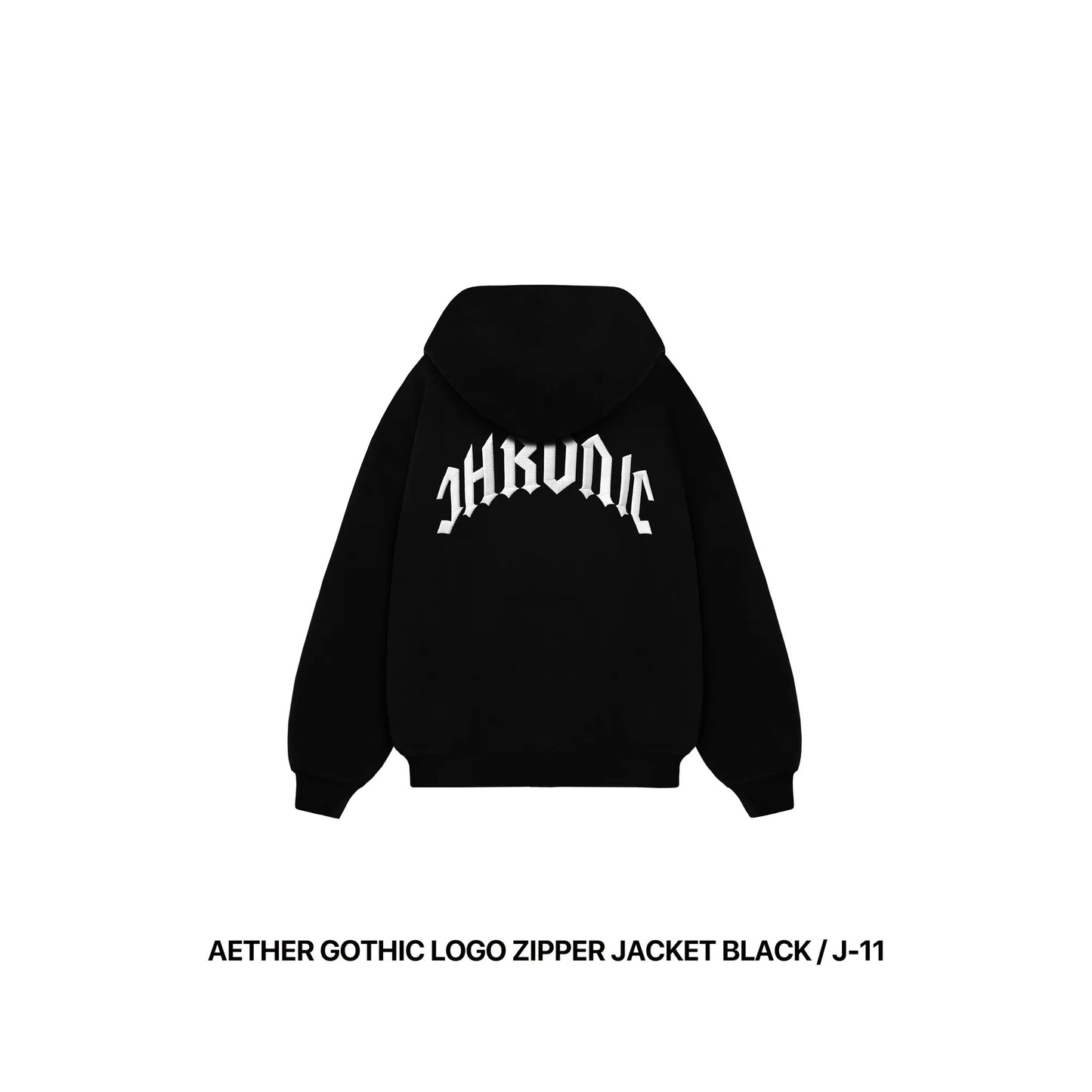 AETHER GOTHIC LOGO ZIPPER JACKET BLACK / J-11