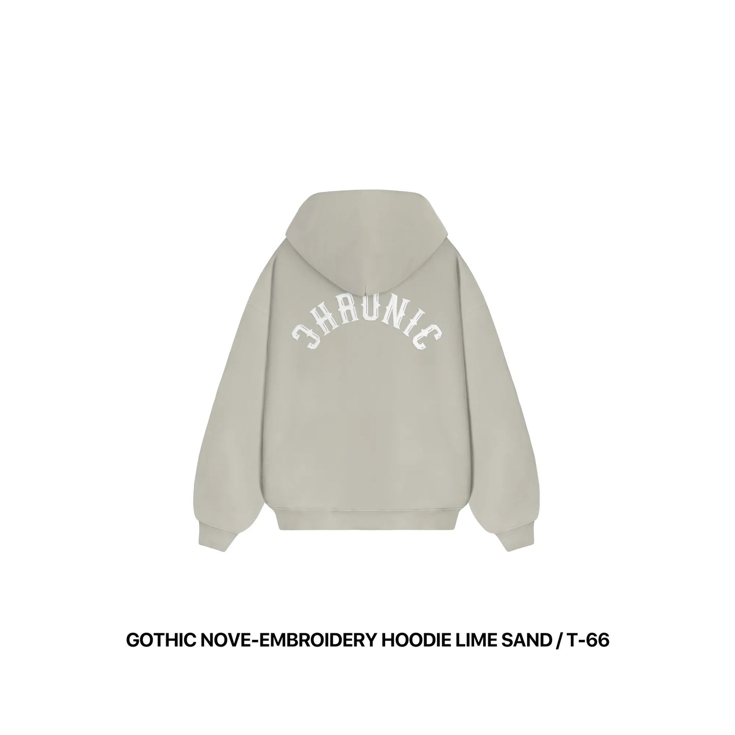 GOTHIC NOVE-EMBROIDERY HOODIE LIME SAND / T-66