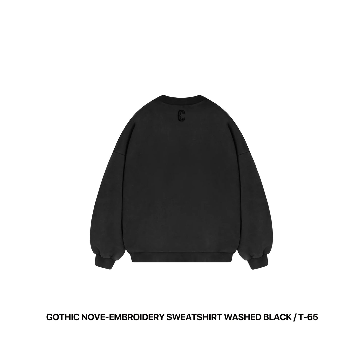 GOTHIC NOVE-EMBROIDERY SWEATSHIRT WASHED BLACK / T-65