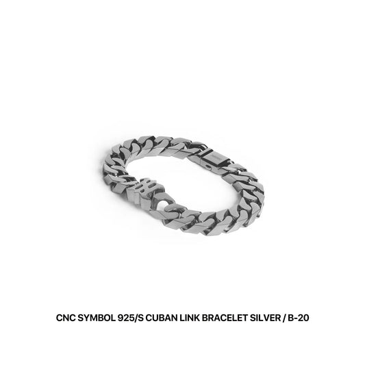 CNC SYMBOL 925/S CUBAN LINK BRACELET SILVER / B-20