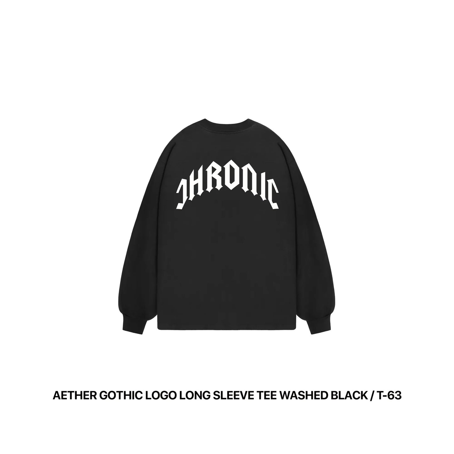 AETHER GOTHIC LOGO LONG SLEEVE TEE WASHED BLACK / T-63