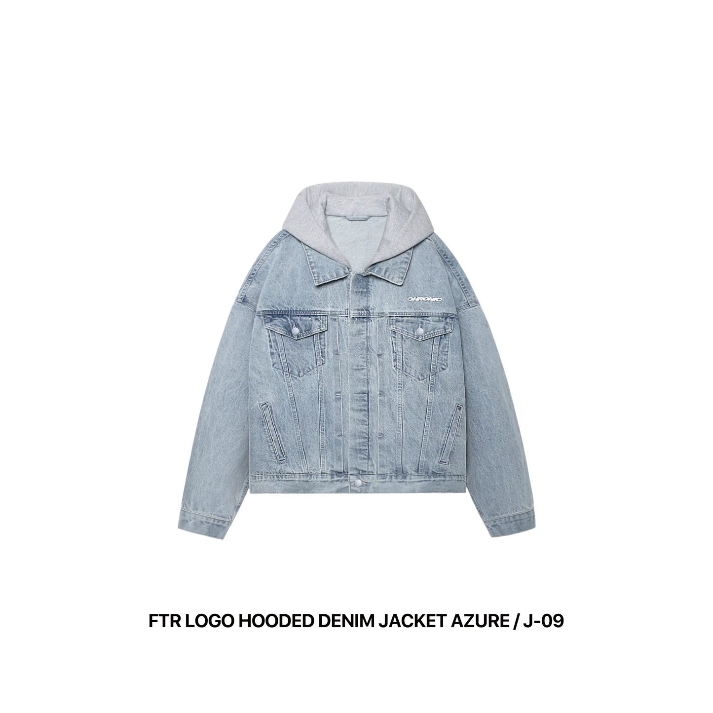 FTR LOGO HOODED DENIM JACKET AZURE / J-09