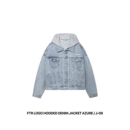 FTR LOGO HOODED DENIM JACKET AZURE / J-09
