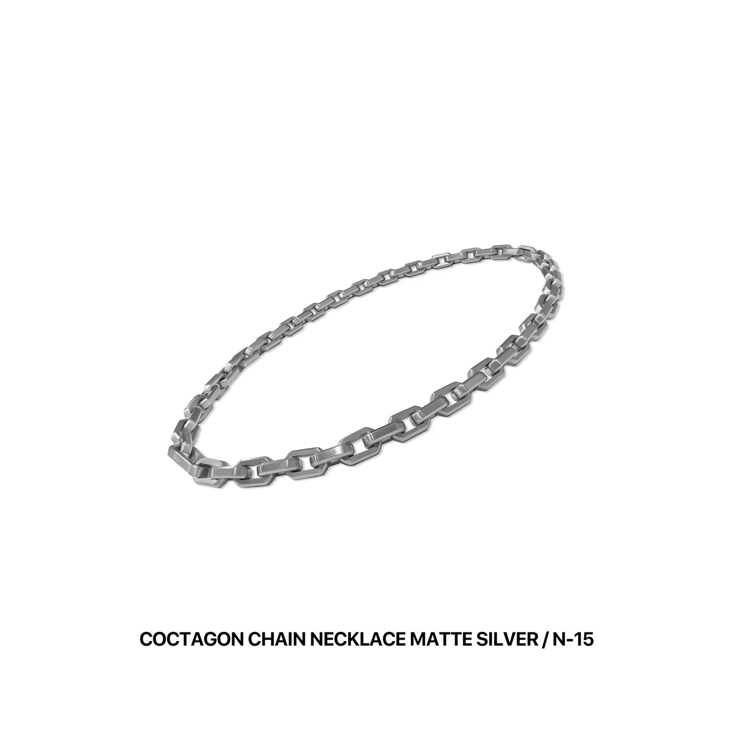 COCTAGON CHAIN NECKLACE MATTE SILVER / N-15