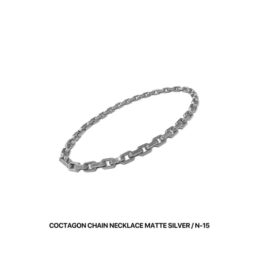 COCTAGON CHAIN NECKLACE MATTE SILVER / N-15