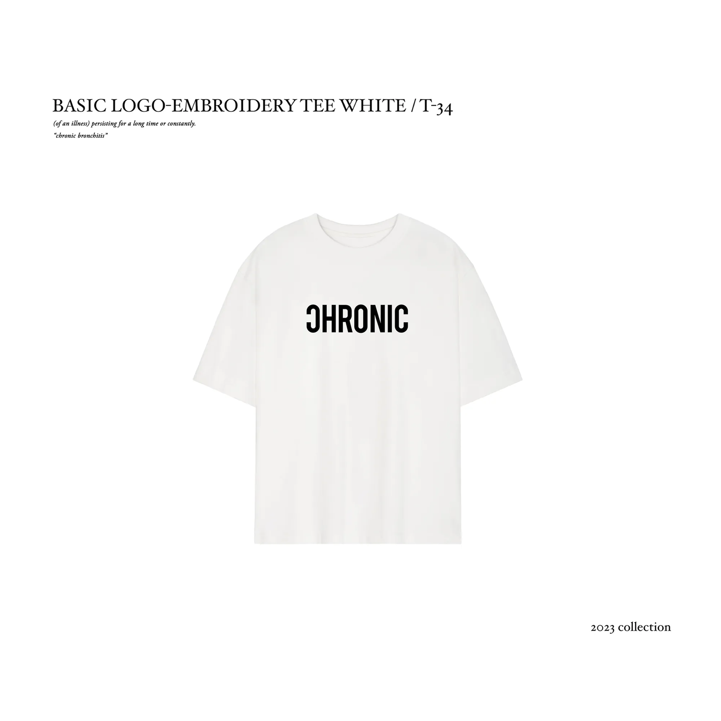 BASIC LOGO-EMBROIDERY TEE WHITE / T-34