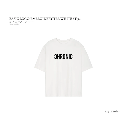 BASIC LOGO-EMBROIDERY TEE WHITE / T-34