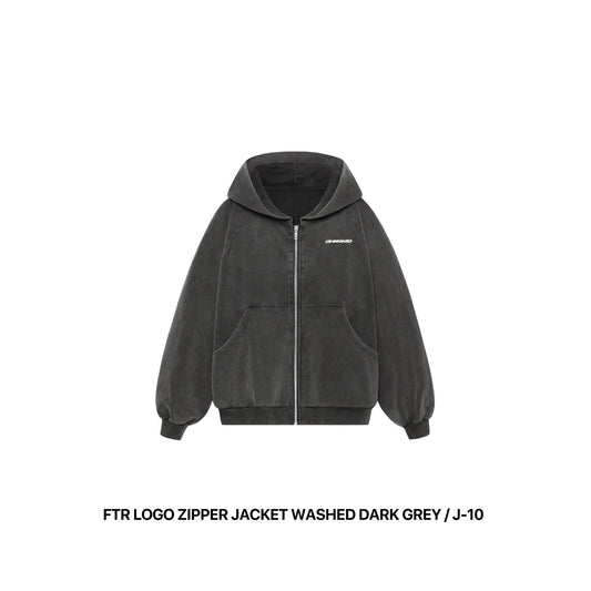 FTR LOGO ZIPPER JACKET WASHED DARK GREY / J-10